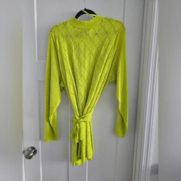 NWT Gorgeous Lime Lightweight Sweater with Tie - Picture 3 of 3